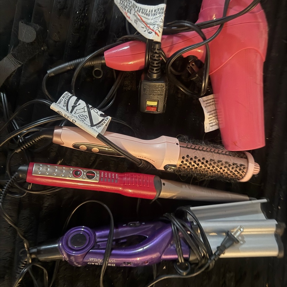Assorted Hair Styling Tools - Pink, Red, Purple